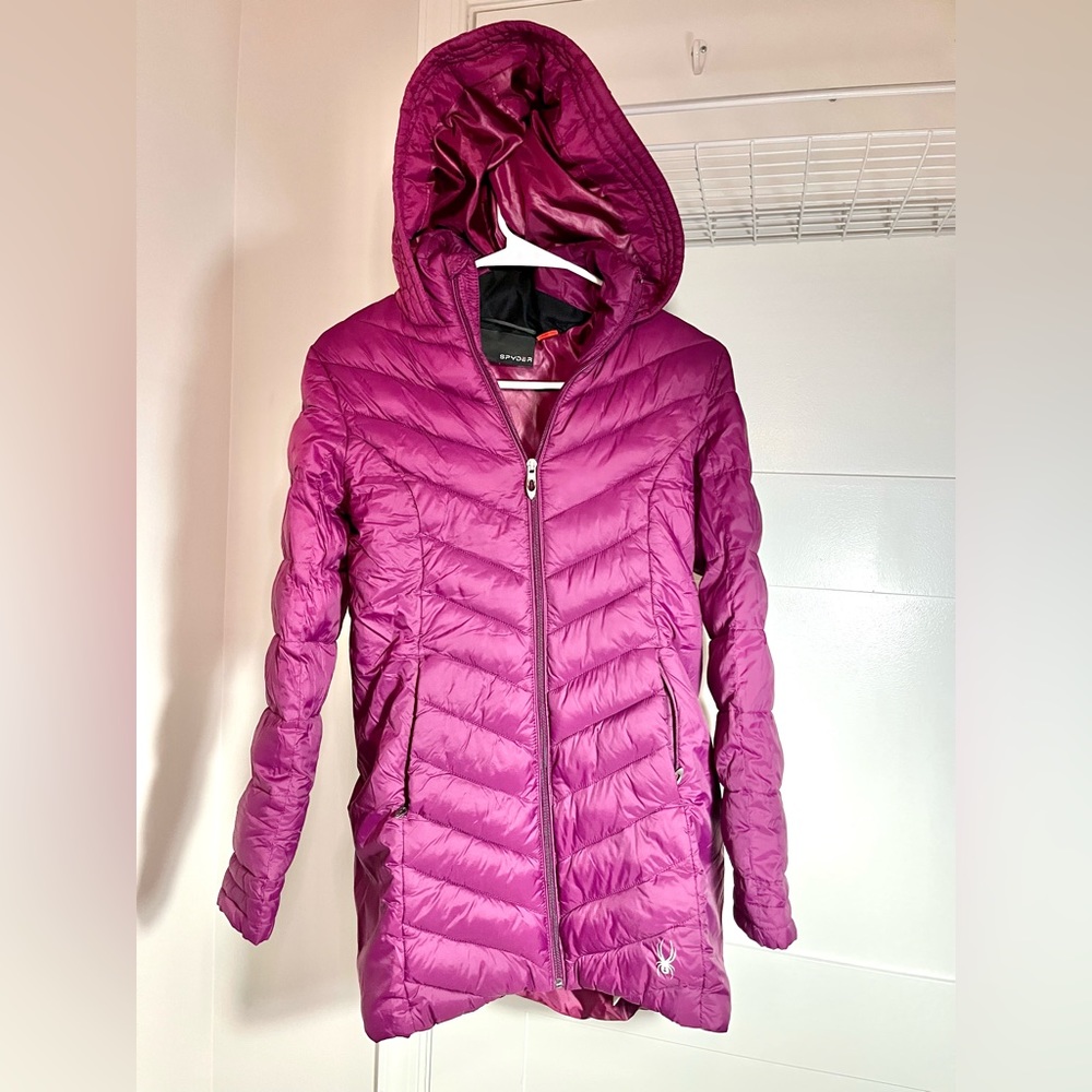 SPYDER HOODED FUCHSIA JACKET kids 12-14/adult XS